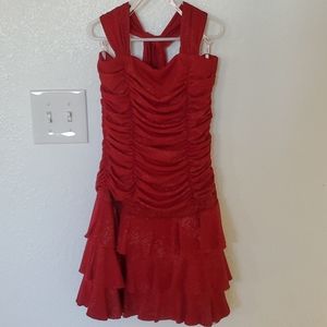 Homecoming dress, red with silver sparkles